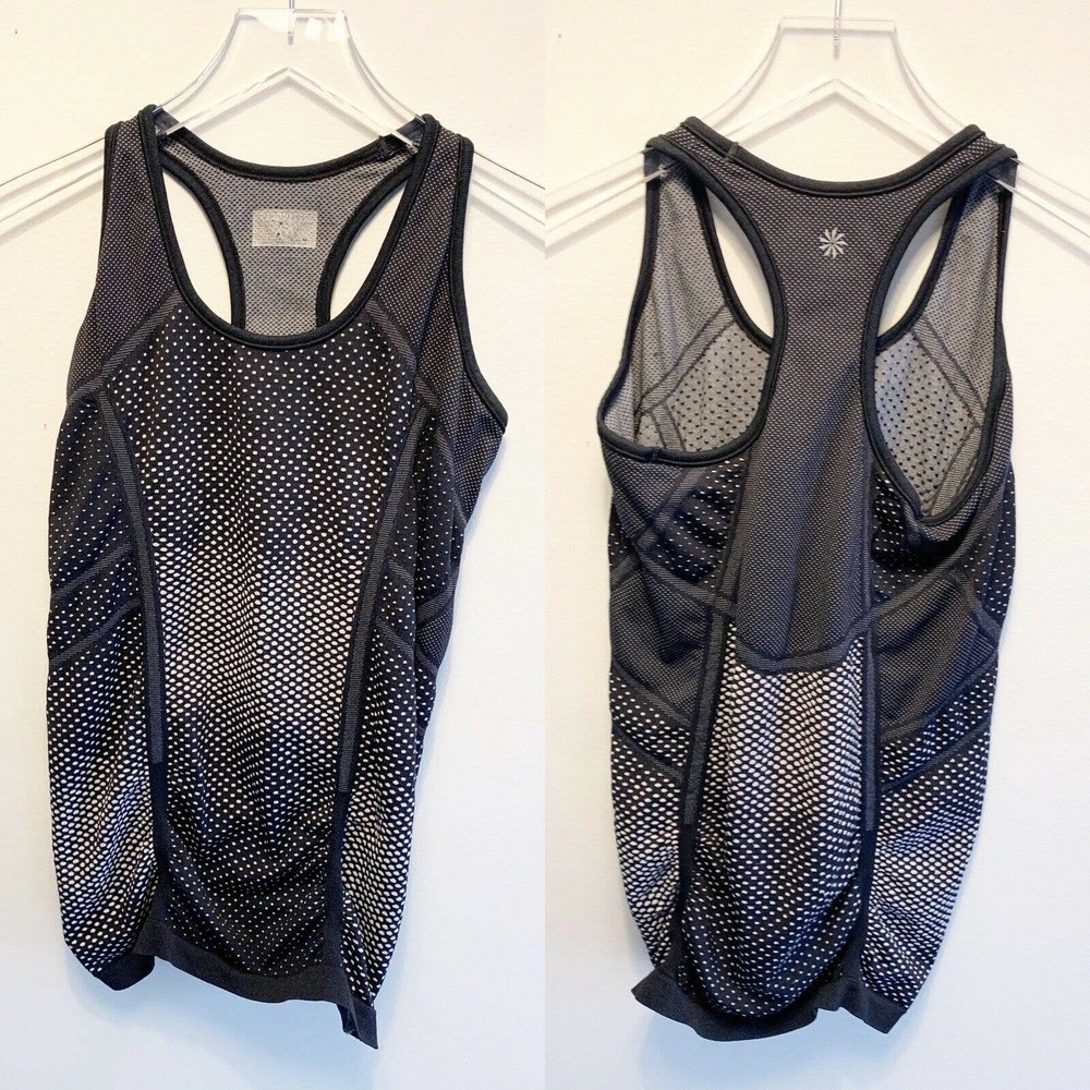 Athleta Womens medium tank top Diamond Fastest Track Racerback Gray Black